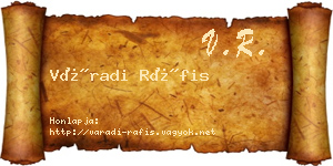 Váradi Ráfis névjegykártya